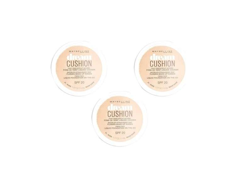 Maybelline New York Dream Cushion Foundation 21 Nude - Pack of 3