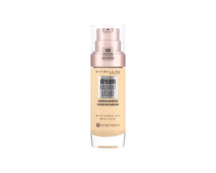 Maybelline Dream Radiant Liquid Hydrating Foundation with Hyaluronic Acid and Collagen 23 True Beige