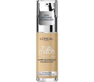 L'Oreal Paris True Match Liquid Foundation Skincare Infused with Hyaluronic Acid SPF 17 30ml 3W Golden Beige