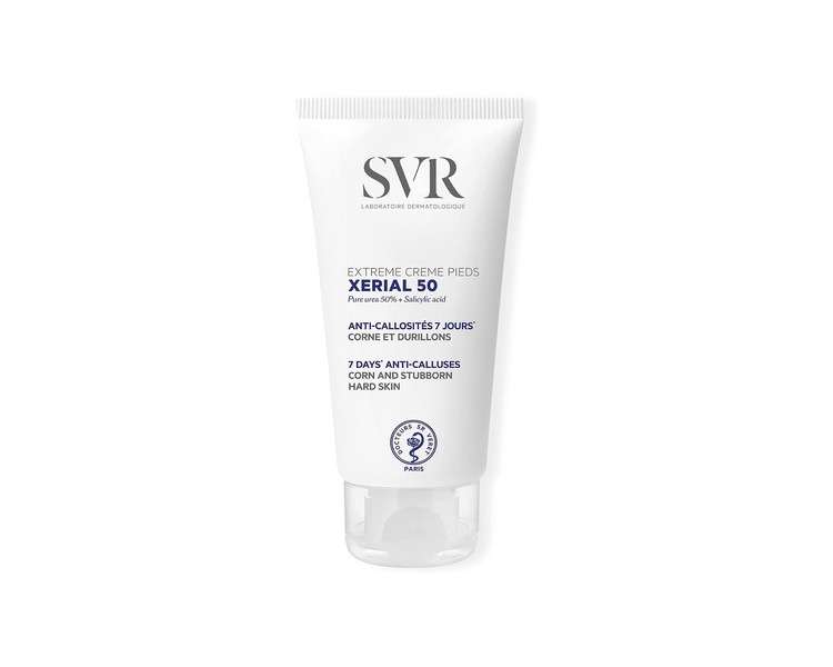 SVR XERIAL 50 Extreme Foot Cream with 50% Pure Urea for Severely Dry Cracking Rough Stubborn Hard Skin Prone to Corns and Calluses 50ml