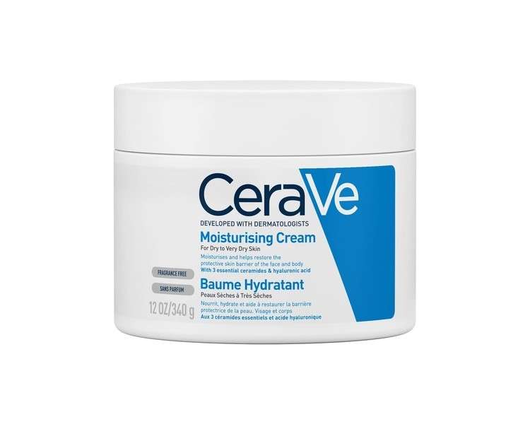 CeraVe Moisturising Cream for Dry to Very Dry Skin with Hyaluronic Acid and 3 Essential Ceramides 340g