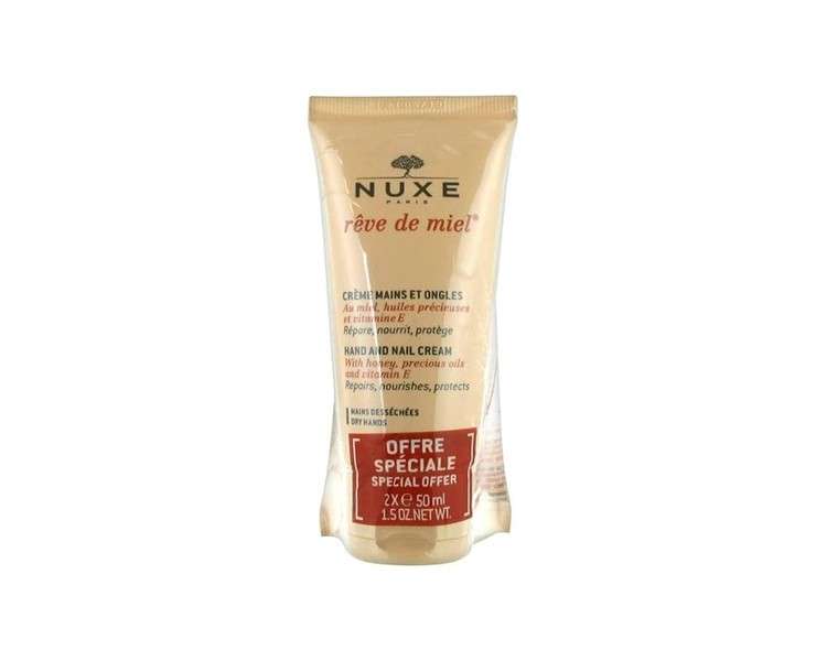 Nuxe Hand and Nail Cream with Honey, Precious Oils and Vitamin E 50ml - Pack of 2