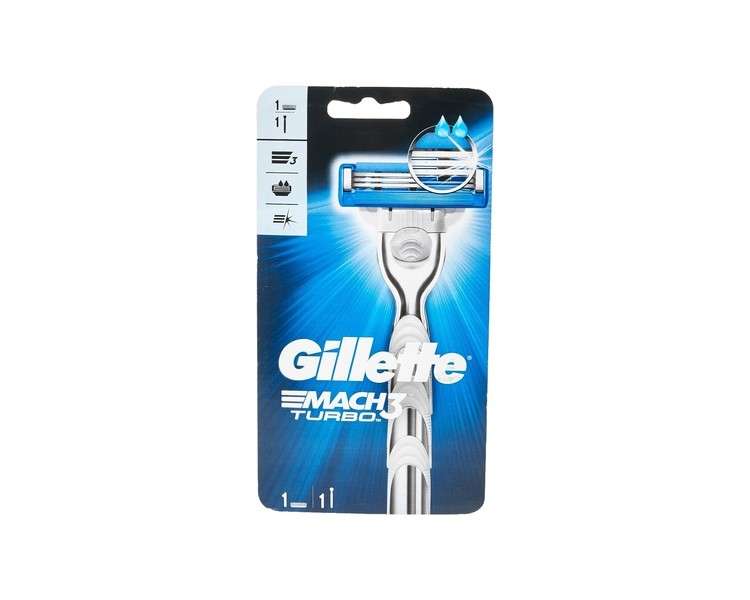 Gillette Mach3 Turbo Men's Razor, Handle & 1 Blade Refil