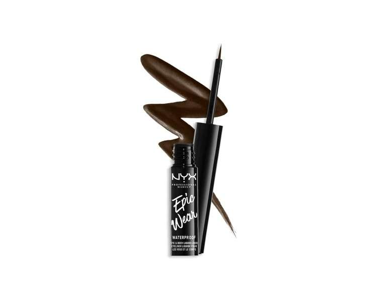 NYX Professional Makeup Epic Wear Semi-Permanent Liquid Liner Waterproof Eye Liner and Body Art Matte Finish Brown 02