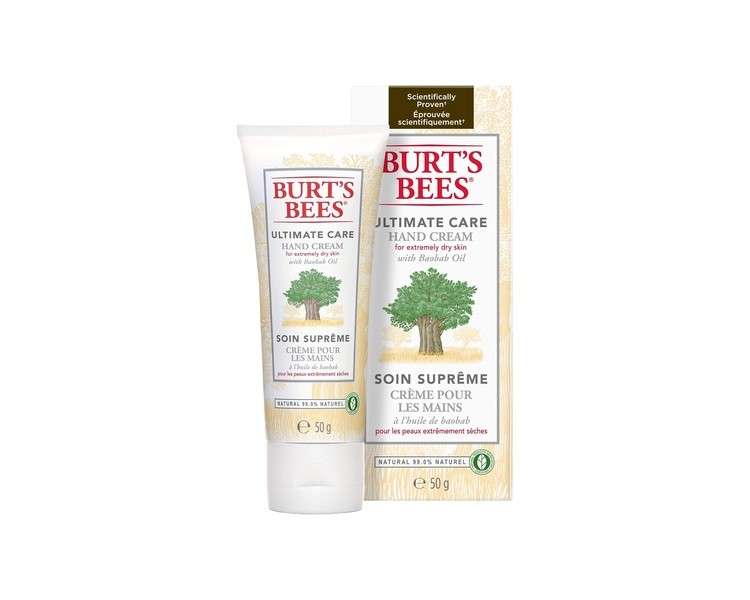 Burt's Bees Hand Cream for Dry Hands Ultimate Care Moisturizing Hand Cream with Baobab Oil 50g