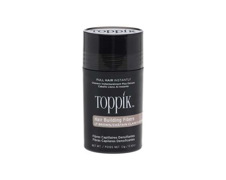 Toppik Hair Building Fibres Powder Light Brown for Thicker-looking Hairline Crown and Beard Instant Thinning Concealer for Men and Women 12g