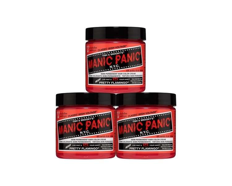 Manic Panic Cotton Candy Pink Classic Hot Pink Hair Colour Pretty Flamingo 118ml - Pack of 3