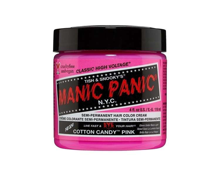 Manic Panic Cotton Candy Classic Creme Vegan Cruelty Free Semi-Permanent Hair Colour 118ml 0.59 ml