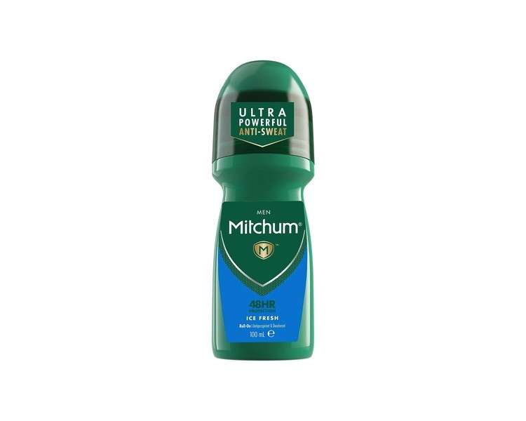 Mitchum Men 48HR Protection Roll-On Deodorant & Antiperspirant Ice Fresh Dermatologist Tested 100ml