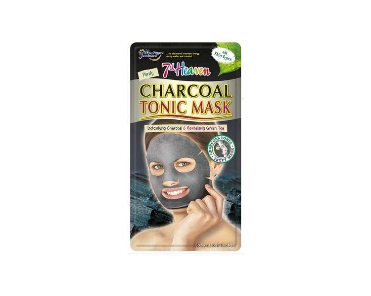 7th Heaven Charcoal Sheet Face Mask with Green Tea and Aloe Vera - Cleansing, Detoxifying, and Revitalizing