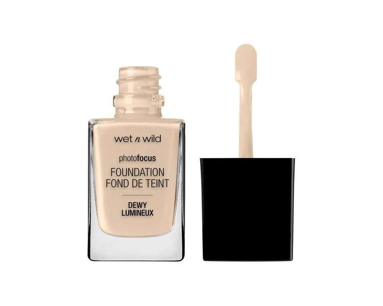 Wet n Wild Photo Focus Dewy Foundation in Nude Ivory - Moisturizing Formula for Normal and Dry Skin - Vegan