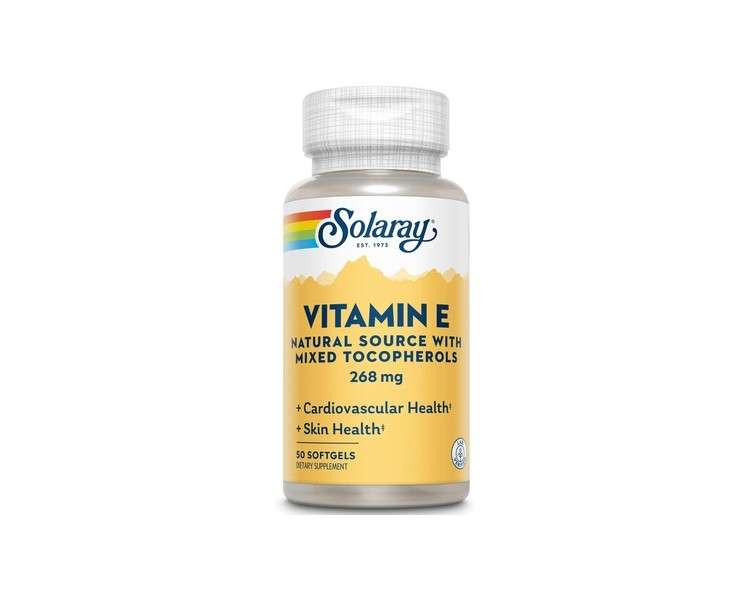 Solaray Vitamin E d-Alpha Tocopherol 268mg (400 IU) Heart and Skin Health Antioxidant Activity Support