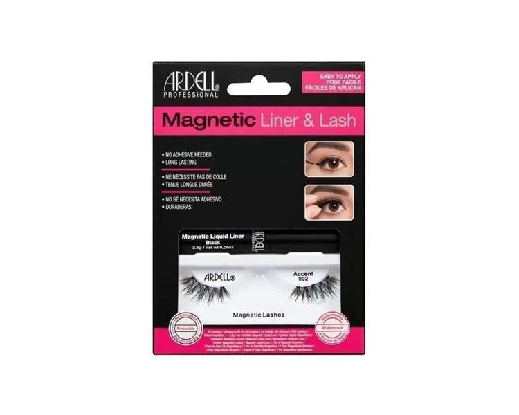 Ardell Magnetic Liquid Eyeliner & Lash Accent 002 Black - No Glue Required Reusable Vegan-Friendly Lashes