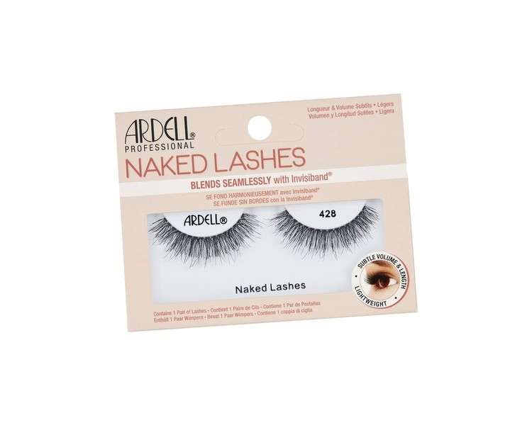 ARDELL Naked Lashes Real Hair False Eyelashes 428 - Natural Vegan Reusable Fake Lashes for Gluing - 1 Pair