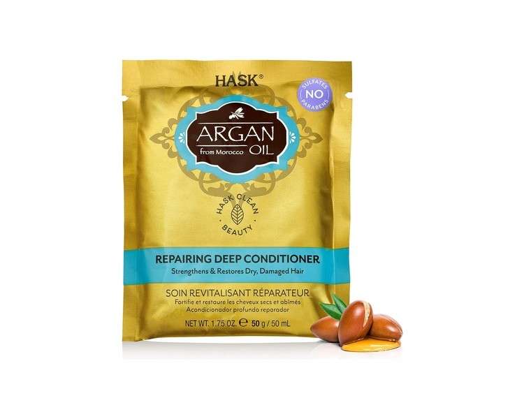 HASK Argan Oil Repairing Deep Conditioner Sachet Moisturizing for All Hair Types 50ml