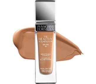 Physicians Formula The Healthy Foundation SPF 20 Long-wearing Foundation with Lightweight Medium Coverage Brightening Complex Hyaluronic Acid Vitamin A C & E Antioxidant Blend MW2 Medium Warm 2