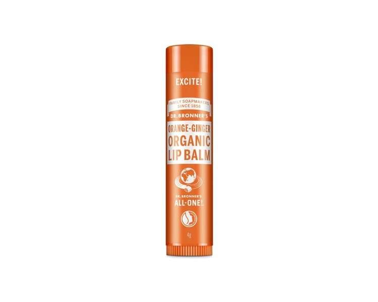 Dr Bronner's Orange Ginger Lip Balm with Organic Oils and No Synthetic Ingredients 4g