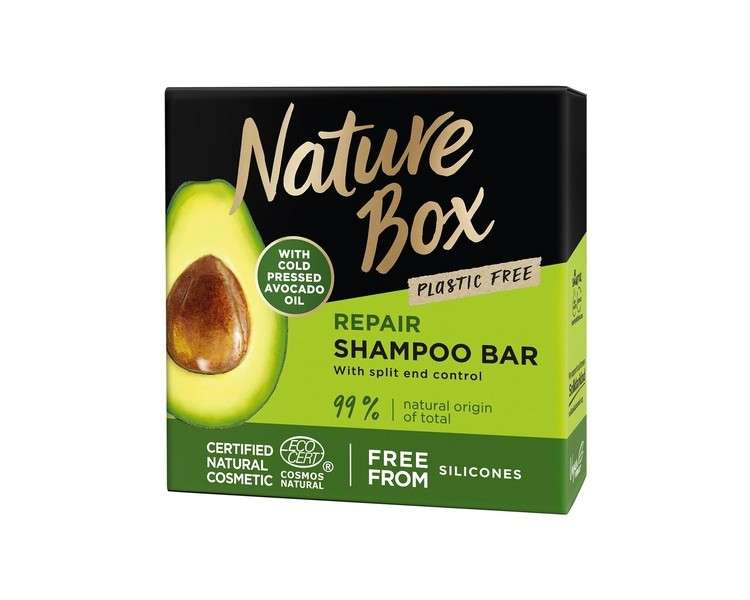 Nature Box Shampoo Bar with Cold Pressed Avocado Oil for Repair and Split End Control 85g