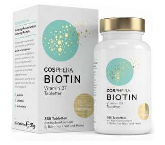 Biotin Tablets High Dose with 10,000 mcg D-Biotin per Tablet 365 Vegan Tablets