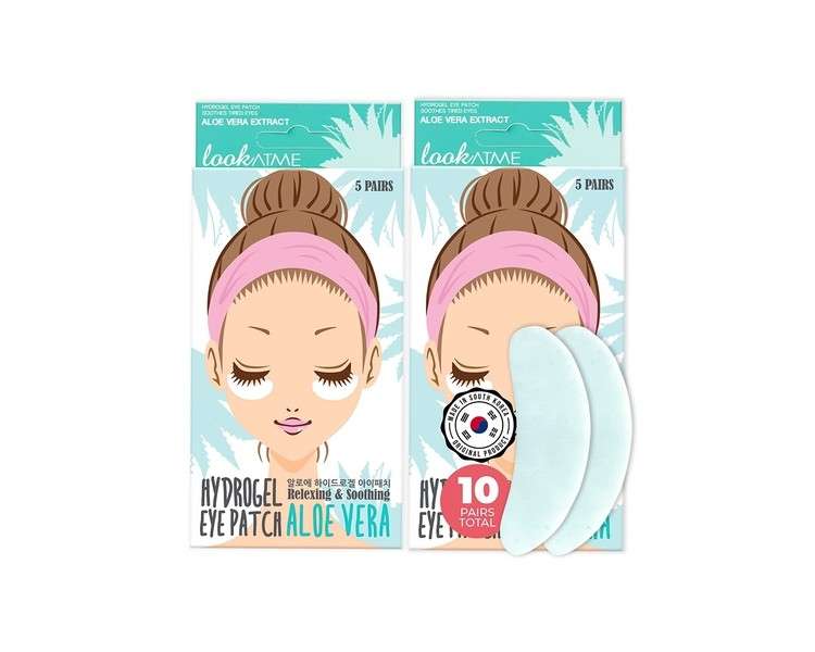 Korean Skin Care Aloe Vera Hydrogel Eye Patch 10 Pairs - Collagen Under Eye Mask Dark Circles and Puffiness - Gel Under Eye Brightener - Eye Depuffer Masks For Facials