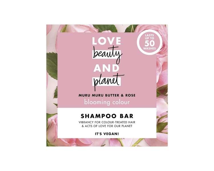 Love Beauty And Planet Muru Muru Butter and Rose Blooming Colour Hydrating and Moisturising Vegan Shampoo Bar 90g