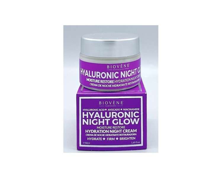 Biovene Hyaluronic Night Glow Hydration Night Cream 1.69oz - Expires 12/2024 New