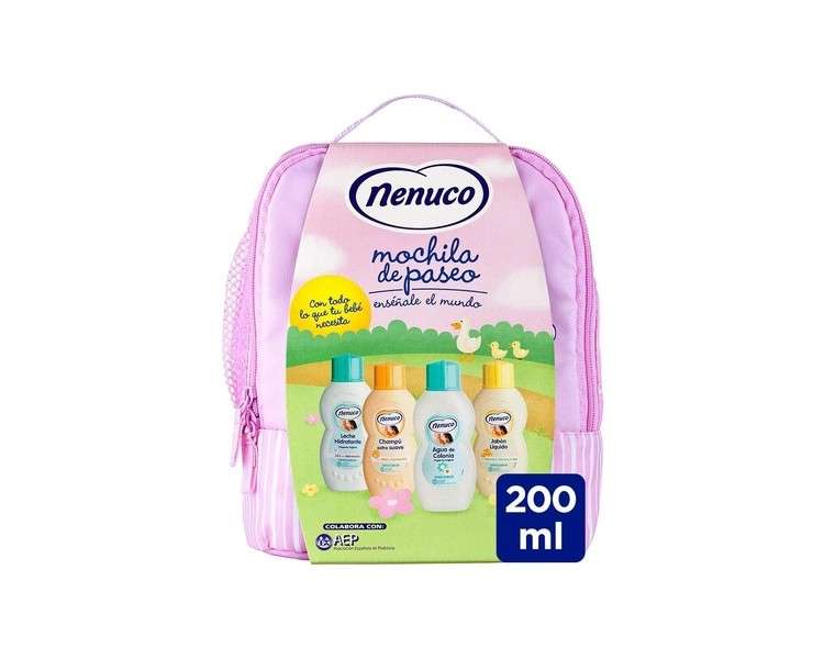Nenuco Pink Backpack Eau de Cologne, Liquid Soap, Shampoo, and Moisturising Milk