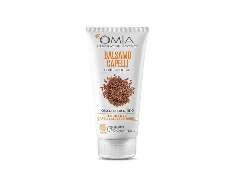 Omia Eco Bio Hair Conditioner with Flaxseed Oil for Frizzy, Straightening and Disciplining Hair - 180ml Bottle
