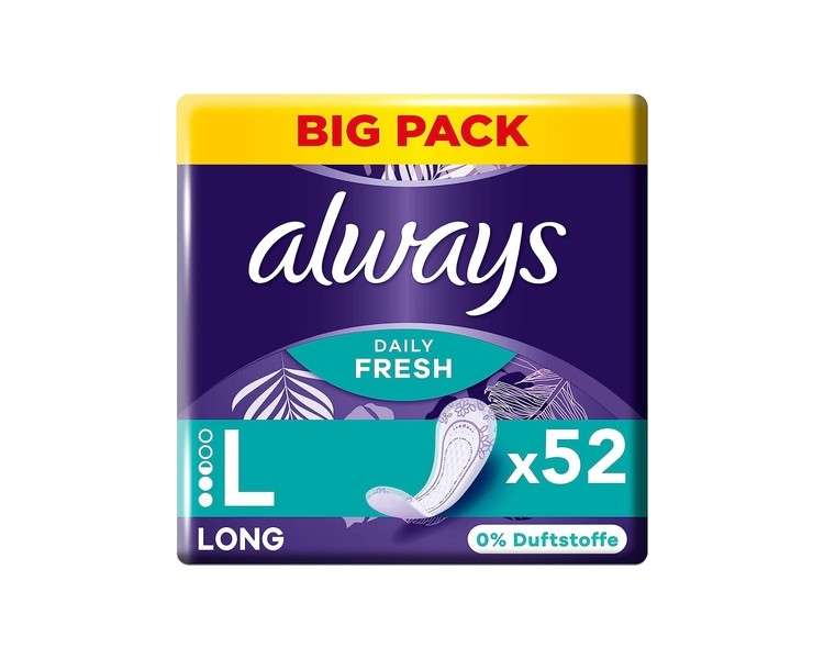 Always Daily Fresh Long Pantyliners 52 Pieces 0% Fragrance