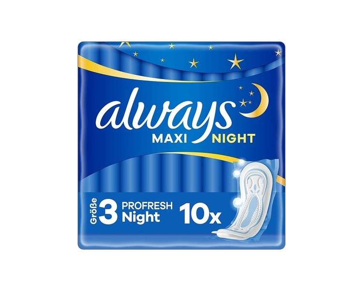 Always Maxi Profresh Night Sanitary Pads Size 3 - Super Absorbent and Odor Neutralizing