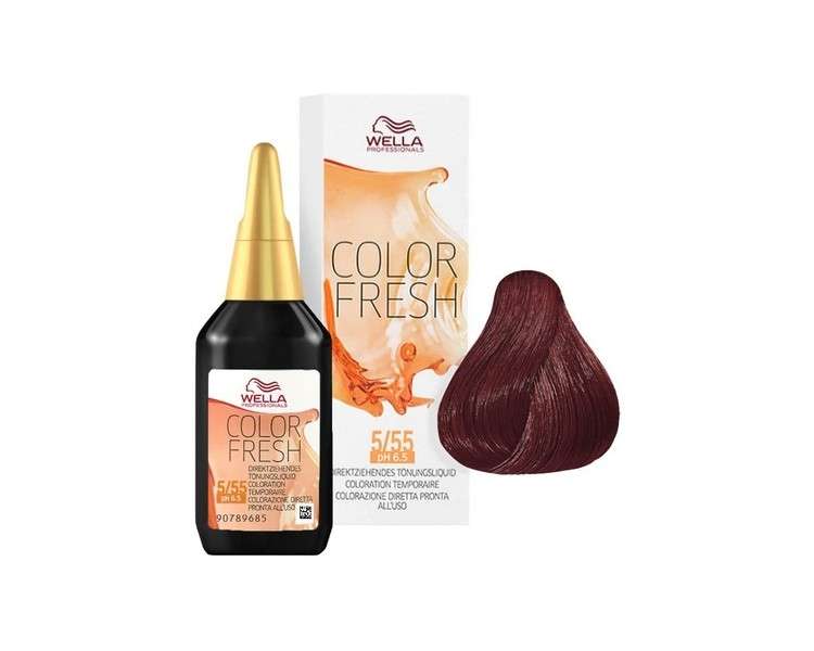 Wella Colour Fresh Semi-Permanent Hair Colour 5/55 Light Brown Mahogany Intense 75ml