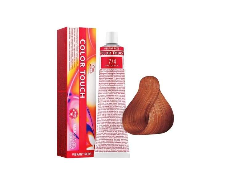 Wella Hair Color Touch Vibrant Reds 7/4 Medium Blonde/Red 60ml