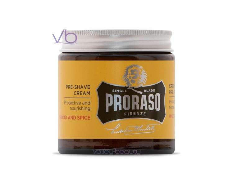 PRORASO Single Blade Wood and Spice Pre-Shave Protective Cream 100ml