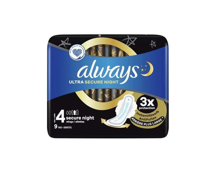 Always 9X Ultra Sanitary Pad Secure Night with Wings