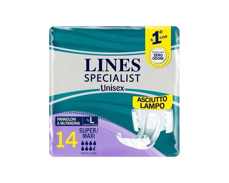 Lines Specialist Incontinence Nappy Size L 12+2