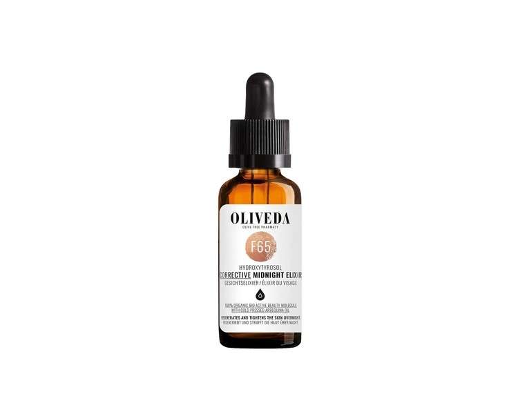 Oliveda F65 Midnight Face Elixir Hydroxytyrosol Corrective Serum with Retinol, Hyaluronic Acid, Vitamin E 30ml