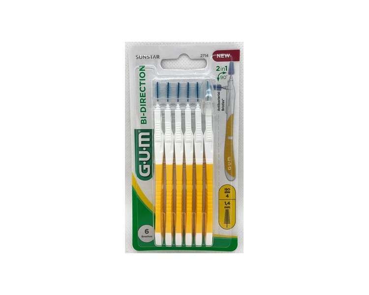 GUM BI-Direction ISO 4 Interdental Brush for Cleaning Tooth Back/Frontal 1.4mm - Pack of 6