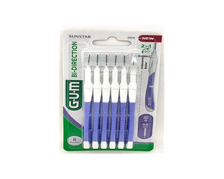 GUM BI-Direction ISO 0 Interdental Brush for Rear Tooth Cleaning 0.6mm - Pack of 6