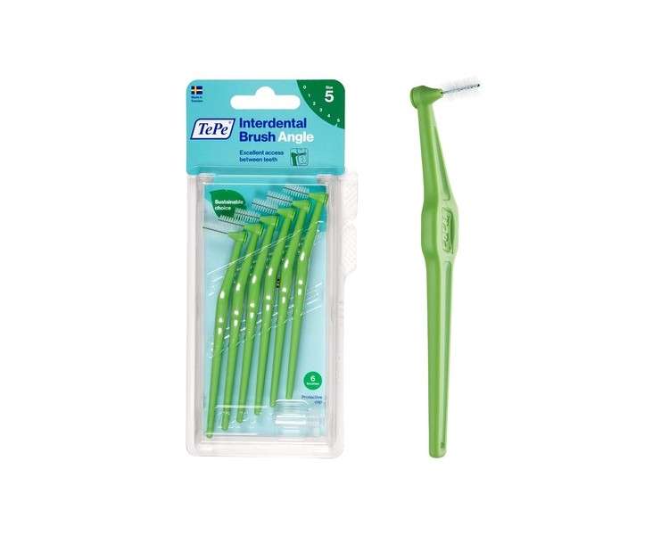 Tepe Angled 0.8mm Green Interdental Brushes 6 Count