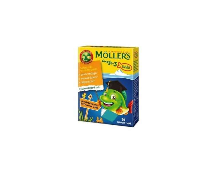 Moller's Fish Oil Omega-3 for Kids 36 Jelly Fish Children Orange-Lemon Flavor