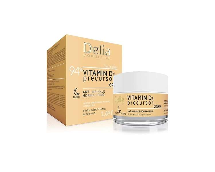 Delia Cosmetics Vitamin D3 Precursor Anti-Wrinkle Normalizing Night Cream for All Skin Types 50ml