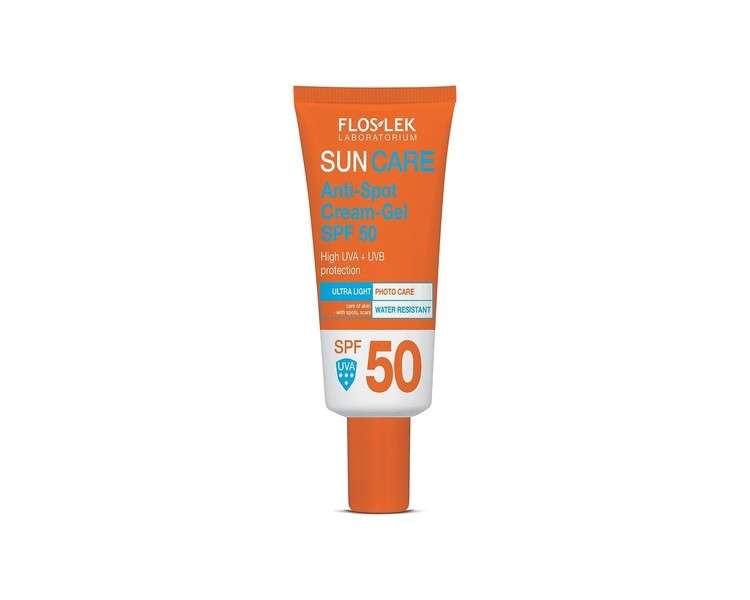 FLOSLEK Anti Spot Face Gel Cream 30ml - For Beautiful and Healthy Sun Tan Without Burns or Discoloration - For All Ages and Skin Types