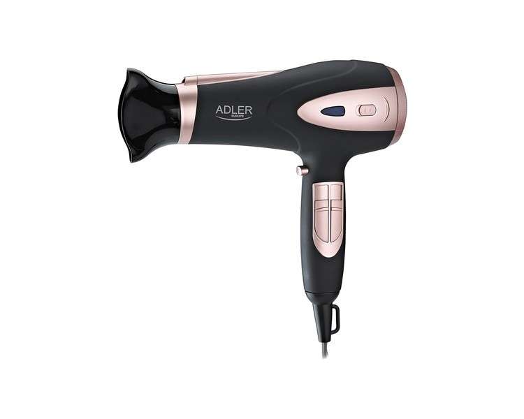 Adler AD 2248b Hair Dryer with Ion Technology 2400W Black - Travel Hair Dryer with Diffuser and 3 Speed Settings