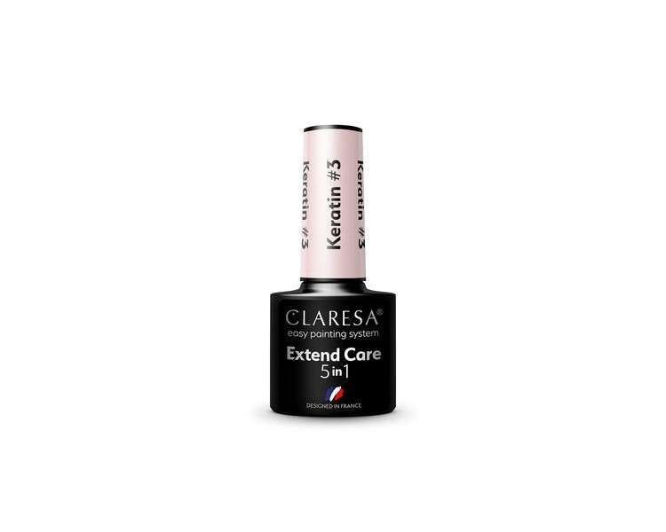 Claresa Extend UV Nail Polish Base 5in1 Keratin Manicure Pedicure for Hybrid Polish Natural Look Pink Color No. 03 5ml