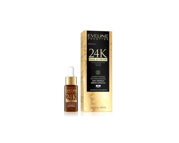 Eveline Cosmetics Prestige 24k Snail & Caviar Face Serum with Multiple Nutrients 18ml - Regenerating Properties