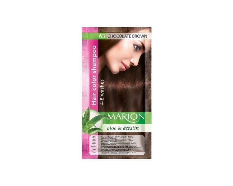 Marion Hair Dye Shampoo with Aloe and Keratin 63 Chocolate Brown
