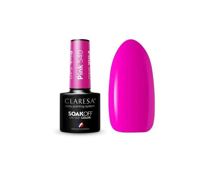 Claresa UV LED Nail Polish Collection Hybrid Manicure Soak Off - 5ml Pink Color No. 540