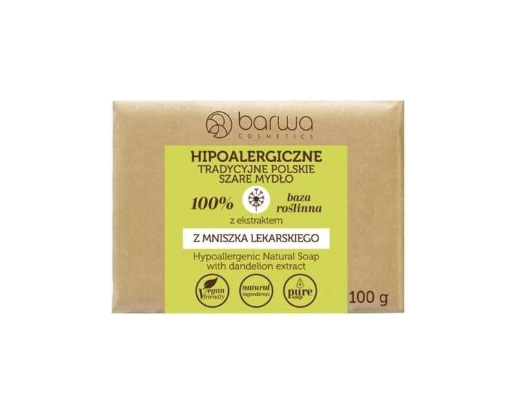 BARWA Hypoallergenic Traditional Polish Grey Soap with Dandelion 100ml