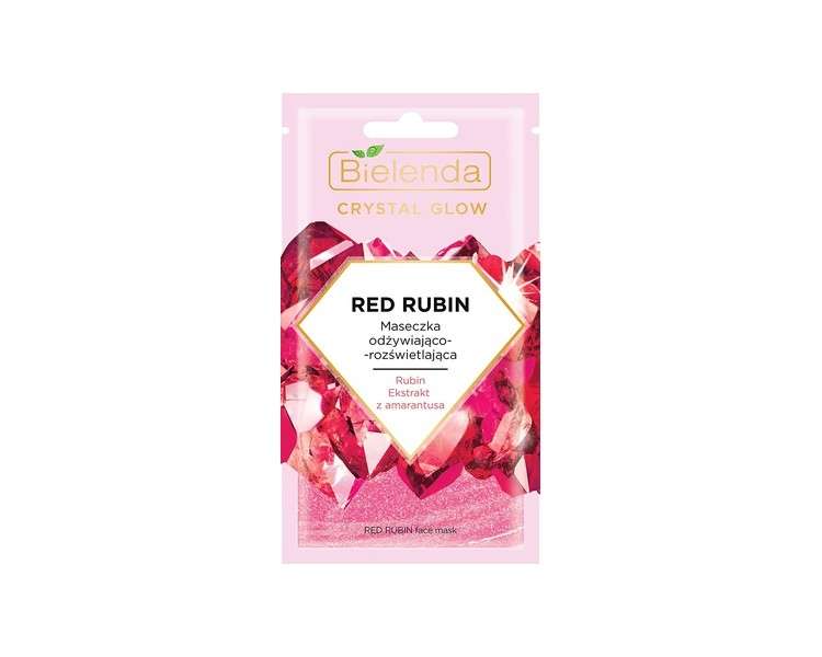 Bielenda Crystal Glow Red Rubin Nourishing and Brightening Face Mask 8g Vegan Cosmetic