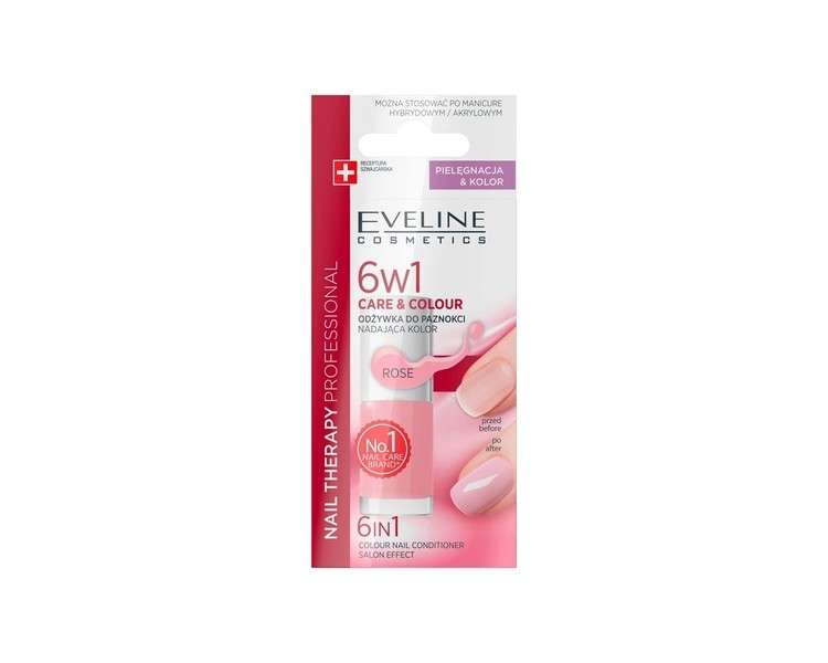 Eveline Cosmetics Nail Therapy Care & Colour Nail Conditioner 6 in 1 Rose 5ml